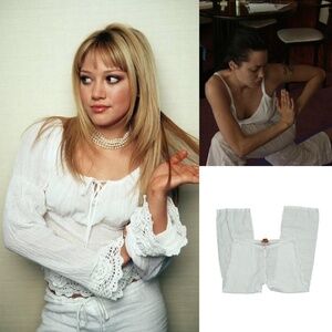 Low Rise Linen Drawstring Pants As Seen On Hilary Duff & Angelina Jolie